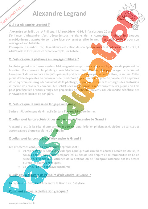 Question - Réponse ? La civilisation grecque : 6ème