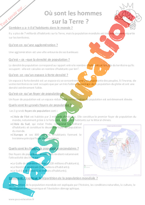 Question - Réponse ? Le monde habité : 6ème