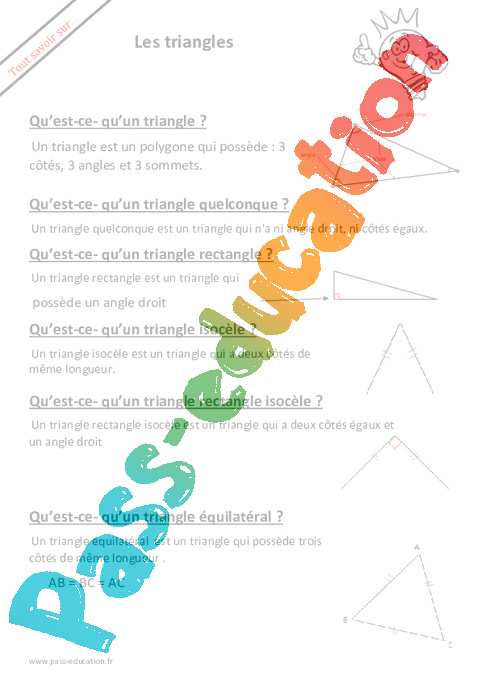 Question - Réponse ? Les triangles : CM2