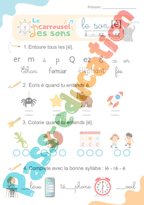 Leçon, exercice et évaluation :<br/> [è] : e + cons – Son simple : CE1