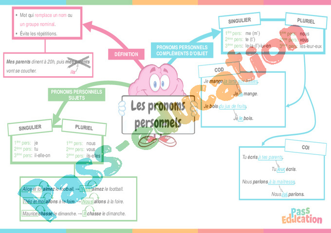 Leçon, exercice et évaluation :<br/> Pronom : CM2