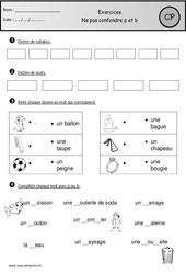 P / B - Son Complexe, Confusion : 1ere Primaire - Exercice évaluation ...