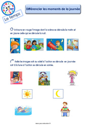 Différencier les moments de la journée – Le Temps : 2eme Maternelle – Cycle Fondamental