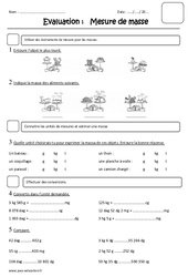 Examen Masse G Kg Eme Primaire Bilan Et Controle Corrig Pass