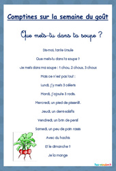 Comptines sur la semaine du goût : 1ere, 2eme, 3eme Maternelle – Cycle Fondamental