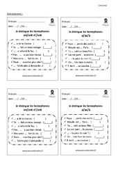 Je distingue les homophones- Fiches on – ont – n’ont / a – as – à – Entrainement – Examen Evaluation – Bilan avec correction : 4eme, 5eme Primaire