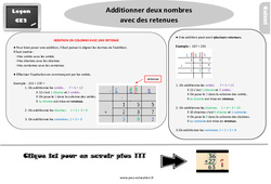 Addition : 3eme Primaire - Exercice évaluation révision leçon - Pass ...