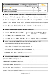 Imparfait De L Indicatif 3eme Primaire Exercice Evaluation Revision Lecon Pass Education