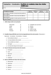 Qualités et combats dans les récits médiévaux – Examen Evaluation, bilan, contrôle avec la correction : 1ere Secondaire