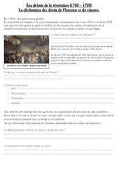 Débuts de la révolution (1789 – 1792) – Exercices – Les Temps Modernes : 4eme, 5eme Primaire