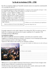 Fin de la révolution révolution (1789 – 1792) – Exercices – Les Temps Modernes : 4eme, 5eme Primaire