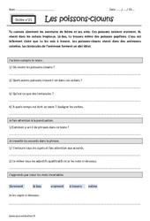 Les poissons – clowns – Dictée accompagnée n°25 : 3eme Primaire