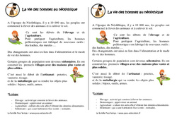 La vie des hommes au néolithique – Cours, Leçon : 3eme, 4eme Primaire