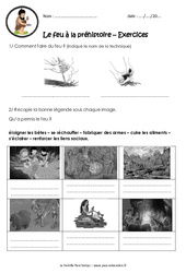 Le feu à la préhistoire – Exercices – Paléolithique : 3eme, 4eme Primaire
