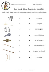Les outils à la préhistoire – Exercices – Paléolithique : 3eme, 4eme Primaire