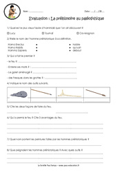 La préhistoire au paléolithique – Examen Evaluation – Bilan : 3eme, 4eme Primaire