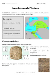 Naissance de l’écriture – Documentaire – Exercices : 3eme Primaire