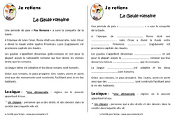 Gaule romaine – Cours, Leçon – Romanisation de la Gaule : 3eme, 4eme Primaire