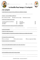 La famille Pass’temps à l’antiquité – Questionnaire sur le diaporama : 3eme, 4eme Primaire