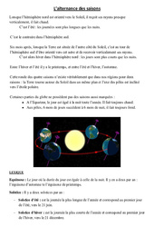 Alternance des saisons – Cours, Leçon – Sciences : 3eme, 4eme Primaire