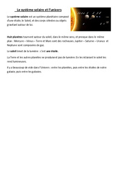 Système solaire et l’univers – Cours, Leçon – Sciences : 4eme Primaire