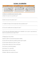 La Lune – le calendrier – Exercices – Sciences : 4eme, 5eme Primaire
