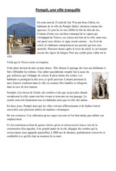 Pompei – Lecture et questions – Sciences : 5eme Primaire