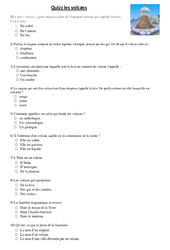 Volcans – Quizz – Exercices – Sciences : 5eme Primaire