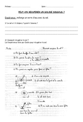 Fiche- Fiches Expérience – comment récupérer un solide dissout : 3eme Primaire