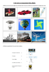 L’air met en mouvement des objets – Exercices – Sciences : 4eme, 5eme Primaire