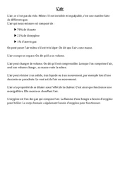 L’air – Cours, Leçon – Sciences : 4eme, 5eme Primaire