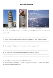 Vertical ou horizontal – Exercices – Sciences : 4eme, 5eme Primaire