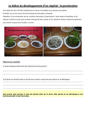Germination – Exercices – Sciences : 3eme, 4eme Primaire