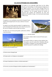Sources d’énergie non renouvelables – Exercices – Sciences : 4eme, 5eme Primaire