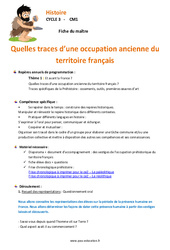 Traces d’une occupation ancienne du territoire français – Fiche de préparation : 3eme, 4eme Primaire