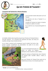 Qui est l’homme de Tautavel ? – Exercices : 3eme, 4eme Primaire