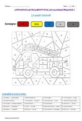 Passé composé – Verbes du 1er groupe – Coloriage magique : 4eme Primaire