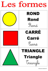 Formes – Affichages pour la classe : 1ere, 2eme, 3eme Maternelle, 1ere Primaire