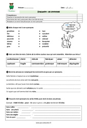 Synonymes 5eme Primaire Exercice Evaluation Revision Lecon Pass Education