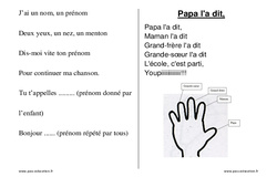 Comptine de la rentrée : 1ere, 2eme, 3eme Maternelle – Cycle Fondamental
