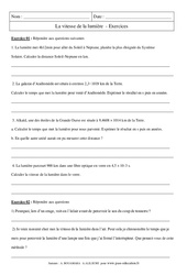 Vitesse de la lumière – Exercices corrigés – Physique – Chimie : 2eme Secondaire