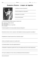 Empire de Napoléon – Examen Evaluation : 4eme, 5eme Primaire