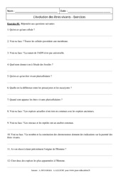 Evolution des êtres vivants – Exercices corrigés – Remédiation – SVT : 3eme Secondaire