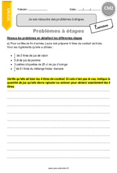 Comment résoudre des problèmes à étapes - CM2 - Exercices  - PDF à imprimer