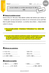 Comment multiplier un nombre décimal par 10, 100 ou 1000. - CM2 - Exercices avec correction - PDF à imprimer