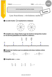 Lire et représenter les fractions simples Suite - CM1- Exercices avec correction