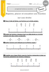 Comment repérer les fractions sur une droite graduée ? - CM2 - Exercices  - PDF à imprimer