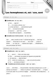 Les homophones et, est son , sont - CM1 - Evaluation - Bilan - PDF à imprimer