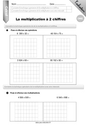 Multiplication à 2 chiffres - CM2 - Evaluation - Bilan - PDF à imprimer