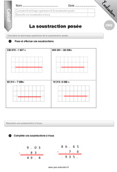 Soustraction posée - CM2 - Evaluation - Bilan - PDF à imprimer